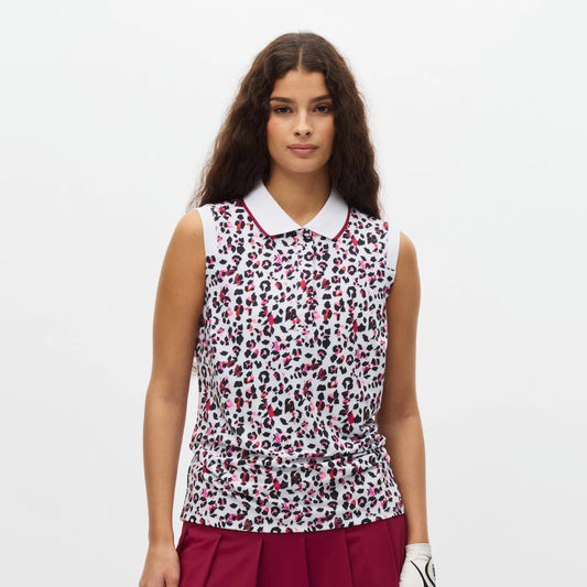 Rohnisch Ladies Silky Soft Sleeveless Polo with an On-Trend Print for a Confident Performance