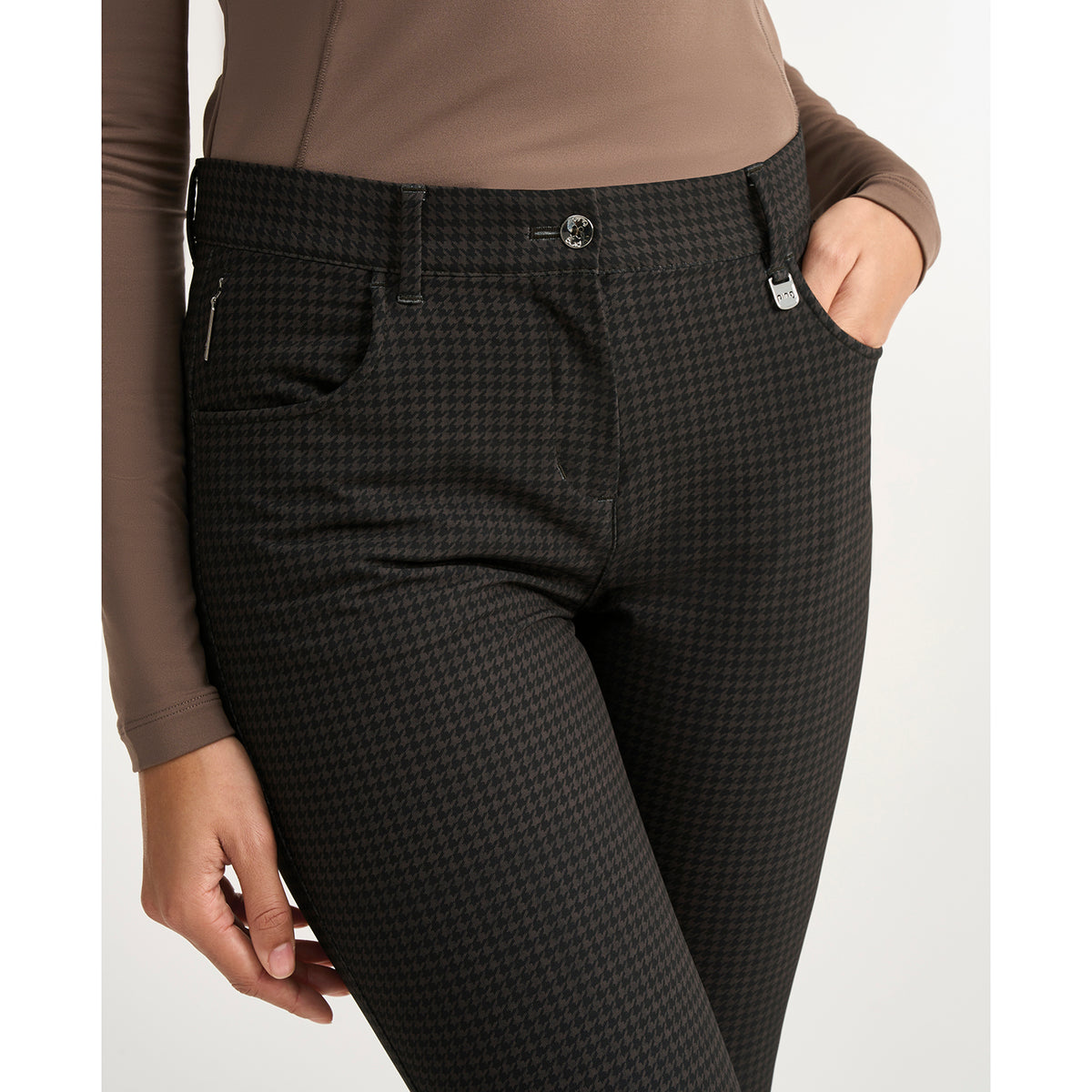 PING Ladies Thermal Golf Trousers with Chic Houndstooth Print