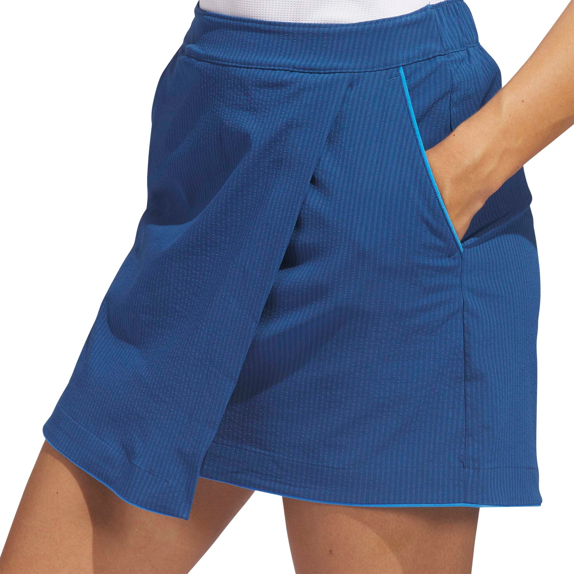 adidas Ladies Seersucker Skort with Wrap Front Panel For Maximum Movement with Every Swing