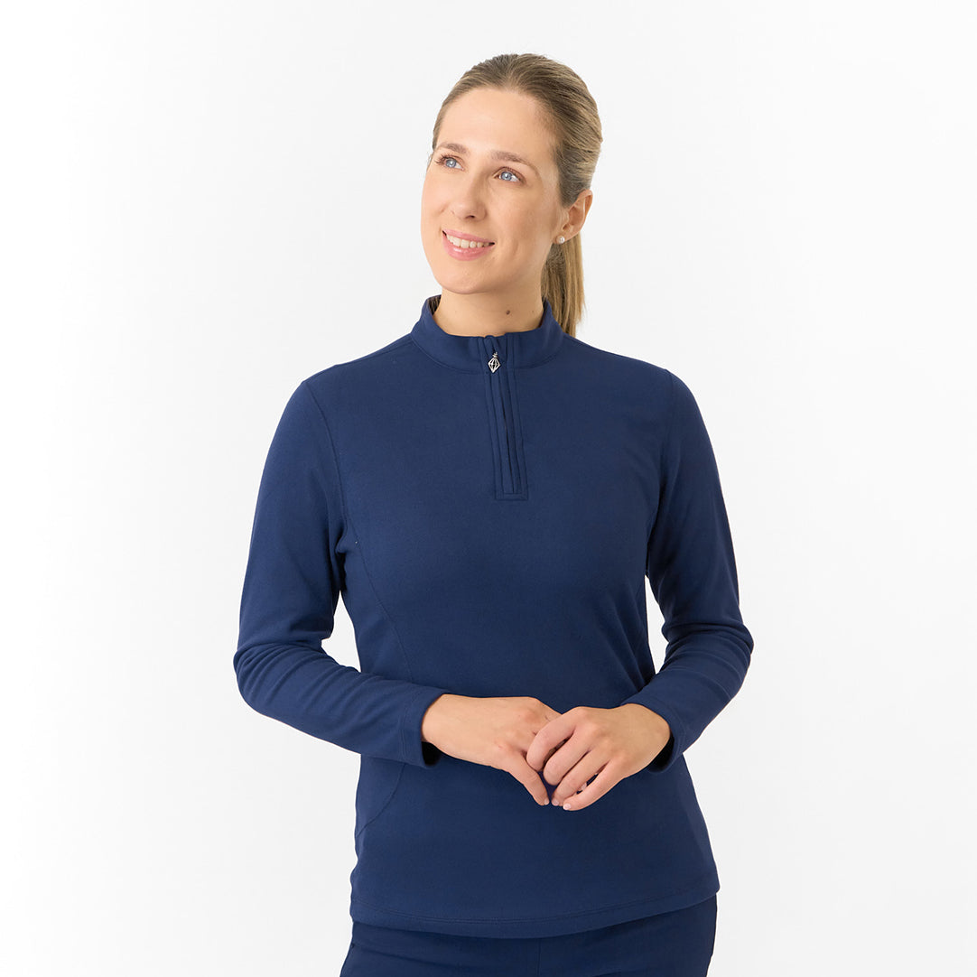 Pure Golf Ladies Super Soft Quarter-Zip Top in Navy