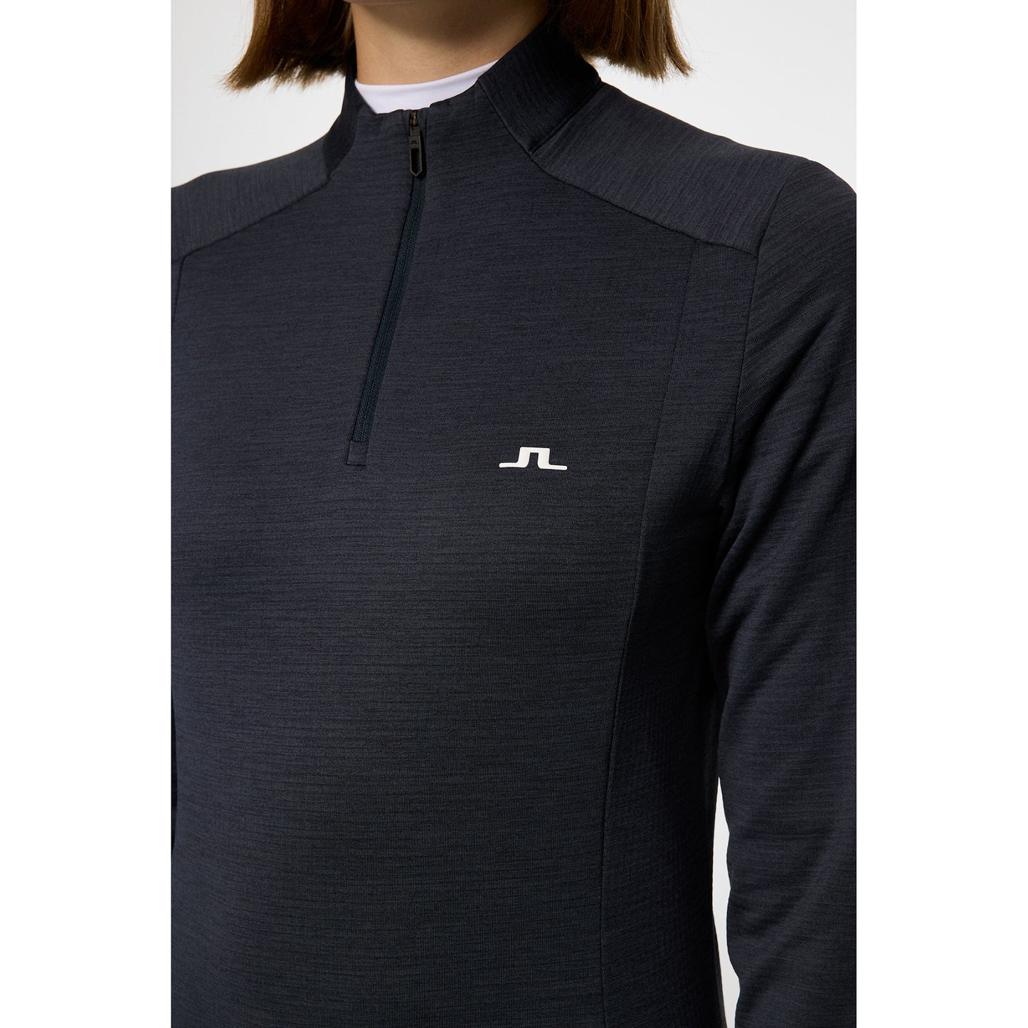 J.Lindeberg Ladies Heathered Zip-Neck Mid-Layer in Navy