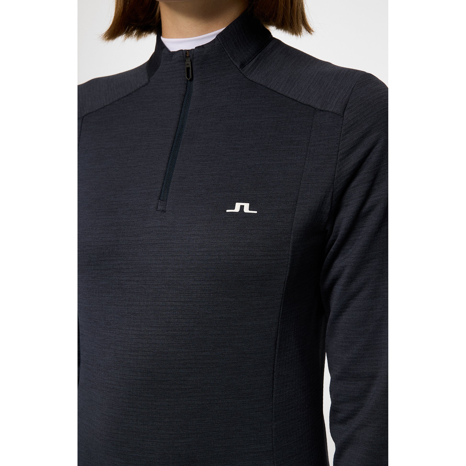 J.Lindeberg Ladies Heathered Zip-Neck Mid-Layer in Navy