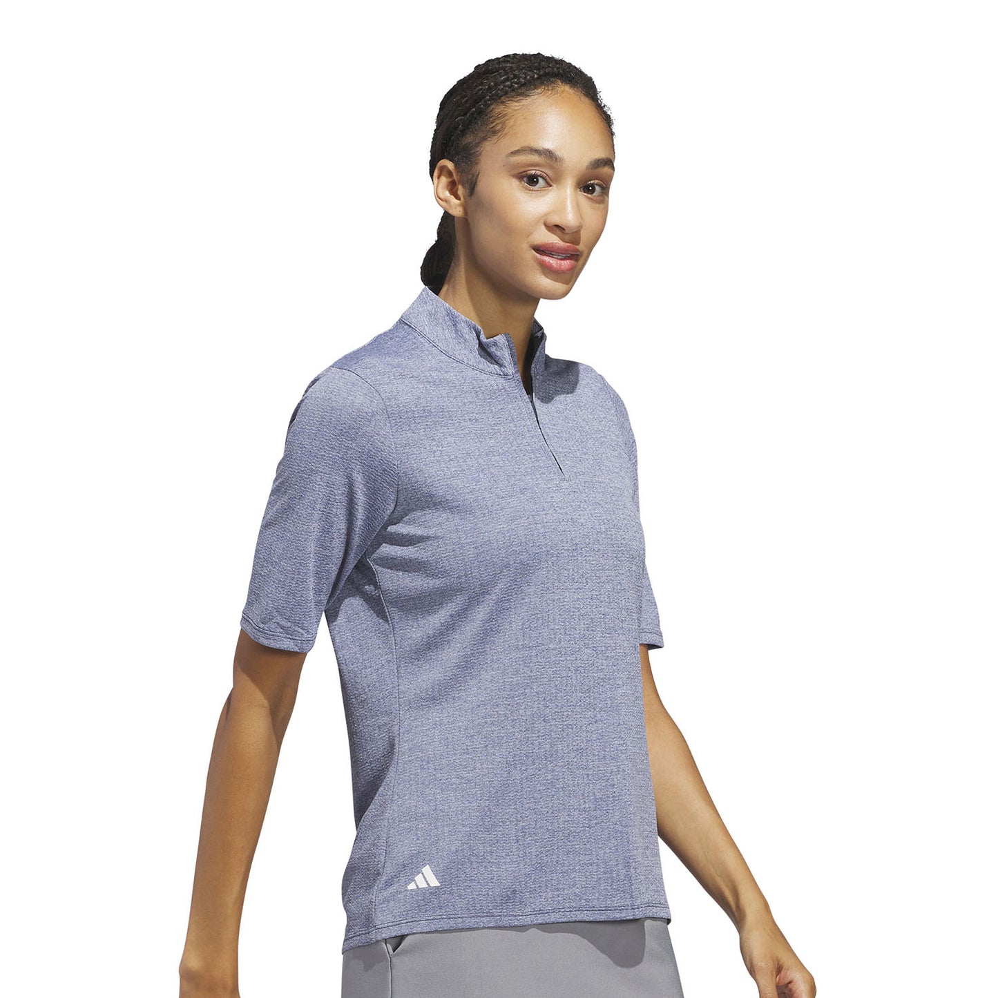 adidas Ladies Navy Blue Heather Short Sleeve Golf Polo