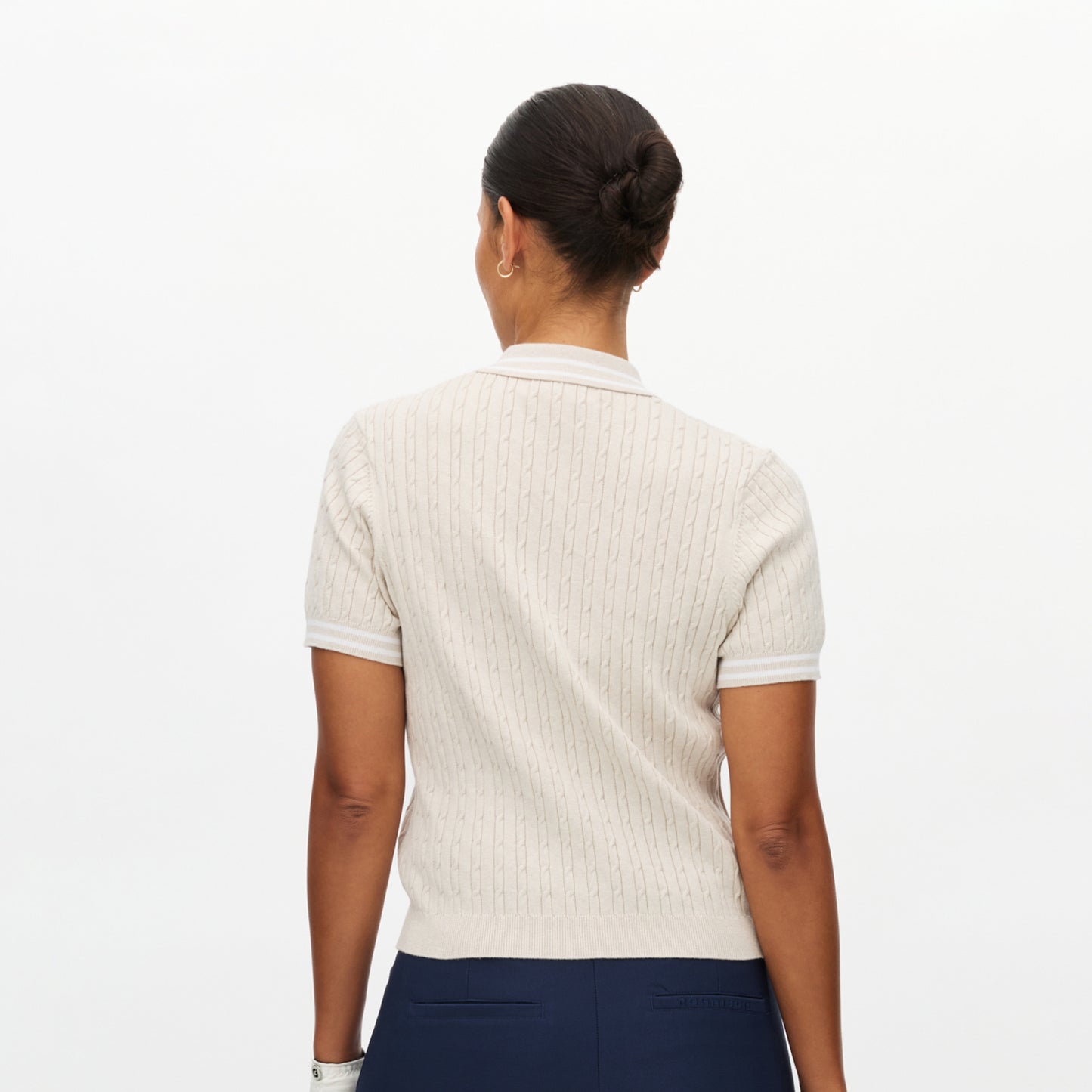 Rohnisch Ladies Cable Knit Polo for Refined Comfort with Timeless Fairway Style