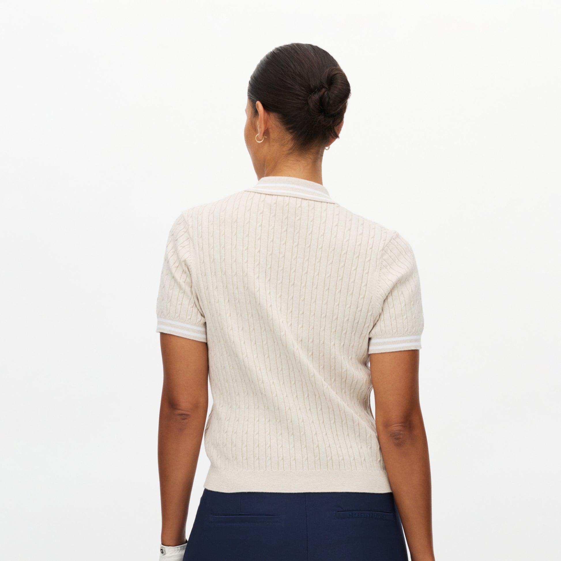 Rohnisch Ladies Cable Knit Polo for Refined Comfort with Timeless Fairway Style