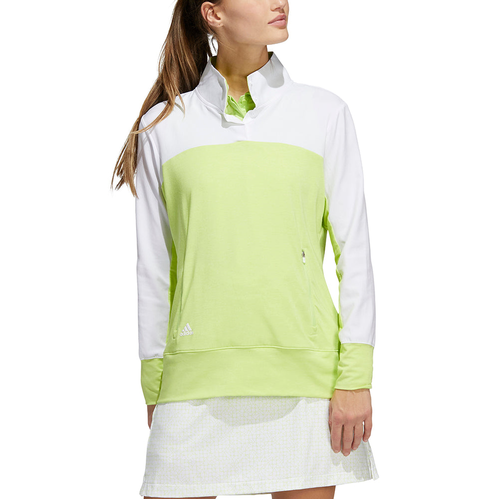 adidas Ladies Colourblock Golf Mid-Layer in Pulse Lime Melange