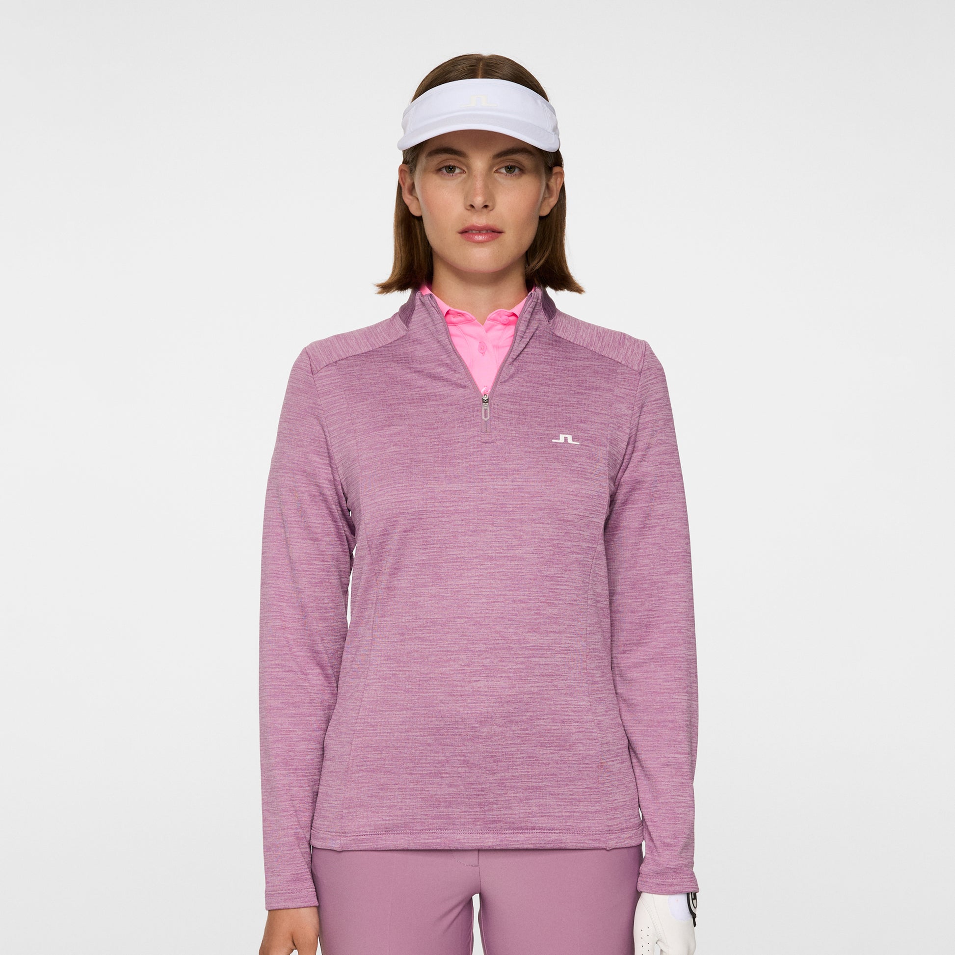 J.Lindeberg Ladies Heathered Zip-Neck Mid-Layer