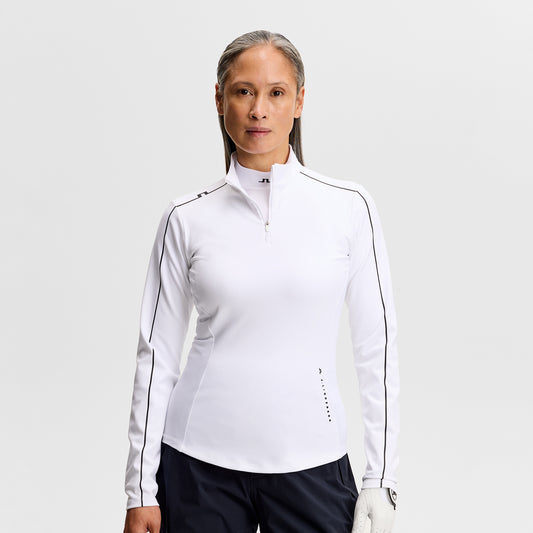 J.Lindeberg Ladies Zip-Neck Mid-Layer for a Sleek Silhouette On & Off the Course