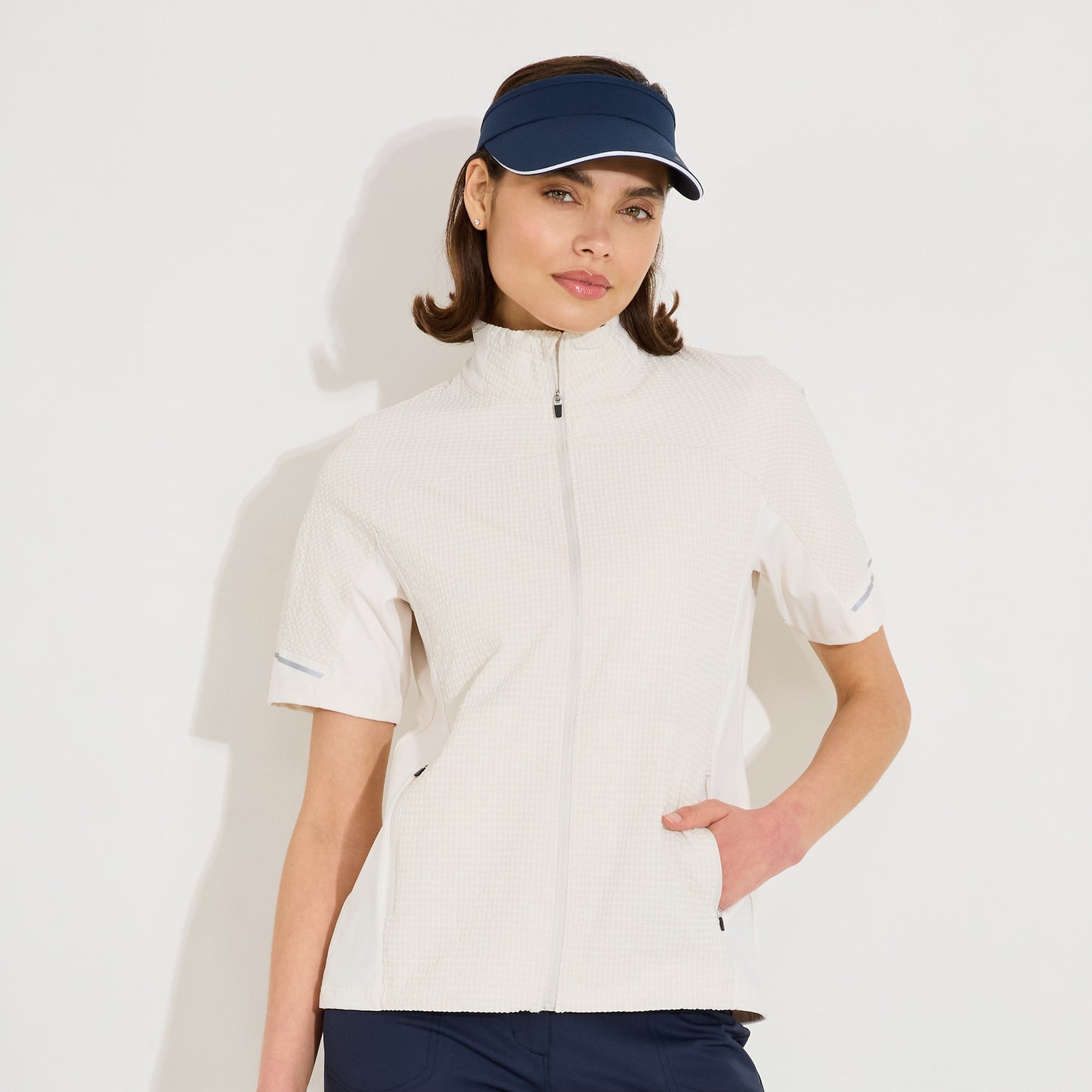 Abacus Ladies Half-Sleeve Textured Hybrid Wind Jacket
