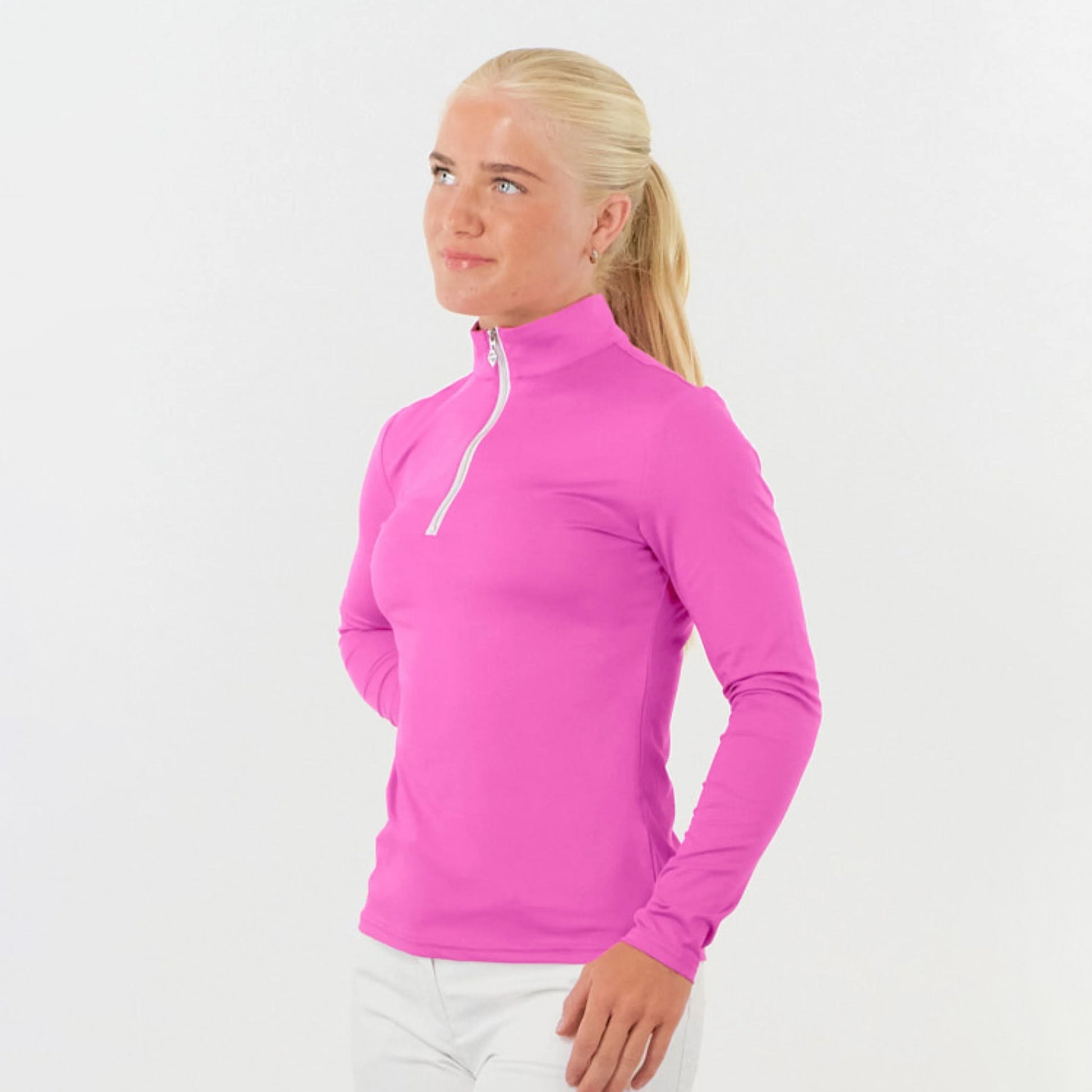 Pure Ladies Lightweight Mid-Layer Top in Azalea Pink