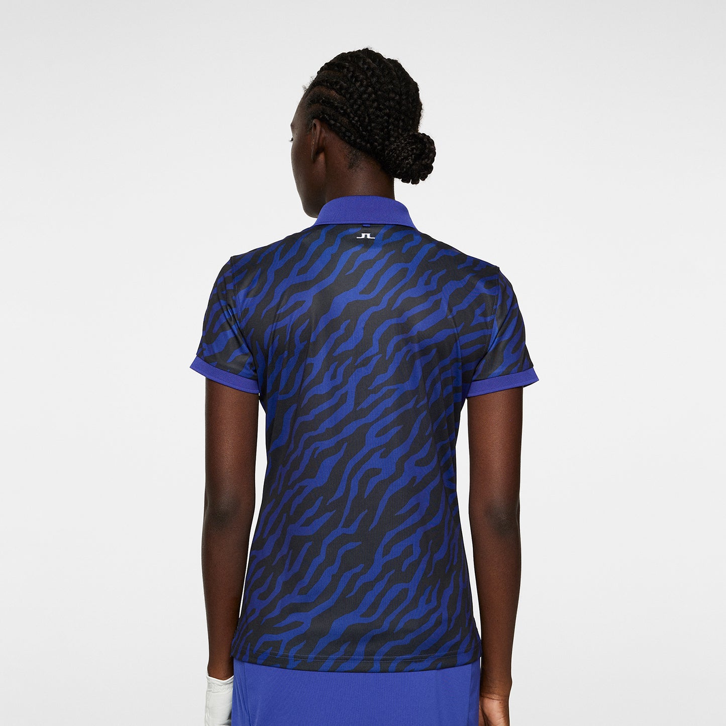 J Lindeberg Ladies Tour Tech Print Polo in Tour Tiger Clematis M