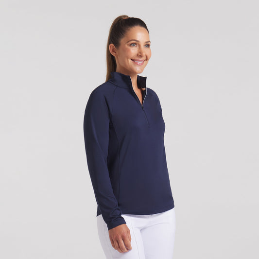 Puma Golf Ladies Zip-Neck Top in Deep Navy