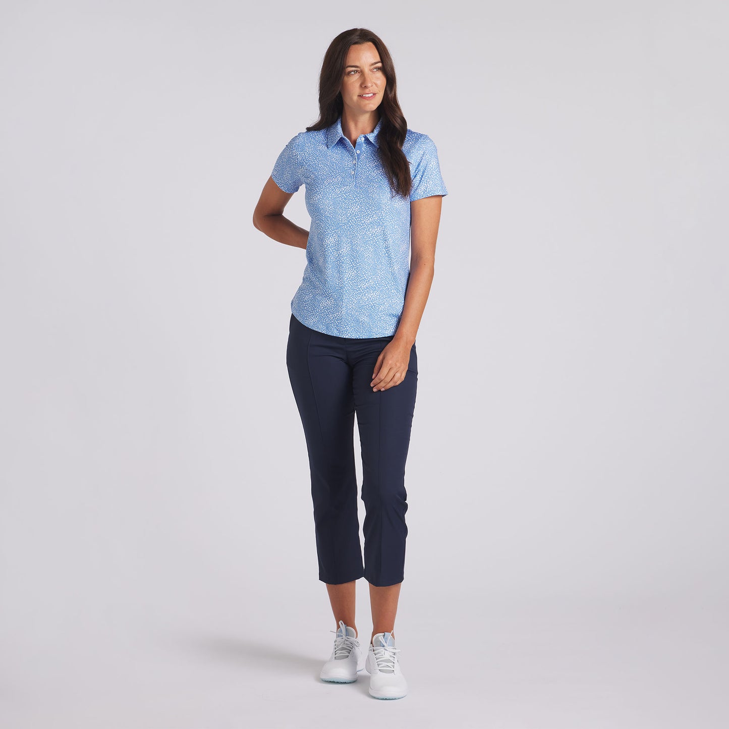 Puma Golf Women's Short Sleeve Polo in Blue Skies-White Glow with Cloudspun