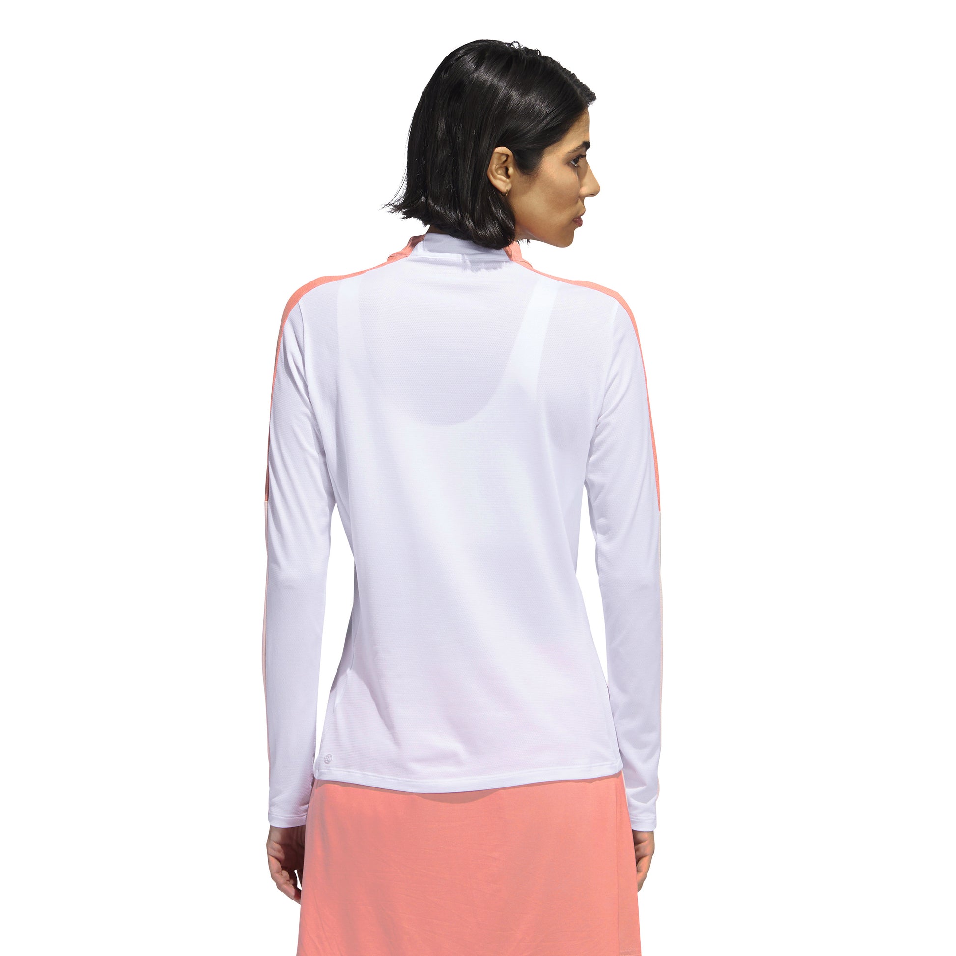 adidas Ladies Long Sleeve Colourblock Golf Top with Mock Neck in White