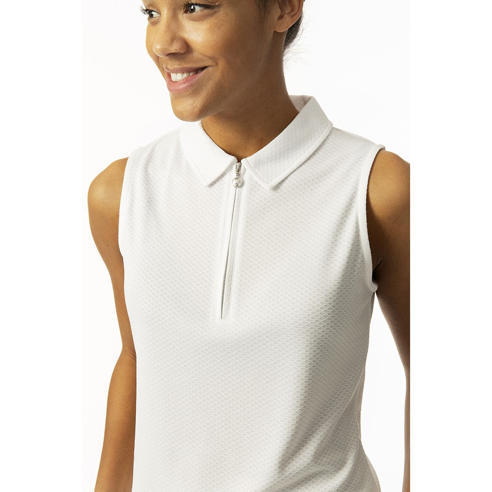 Daily Sports Honeycomb Structured Sleeveless Polo Shirt in White