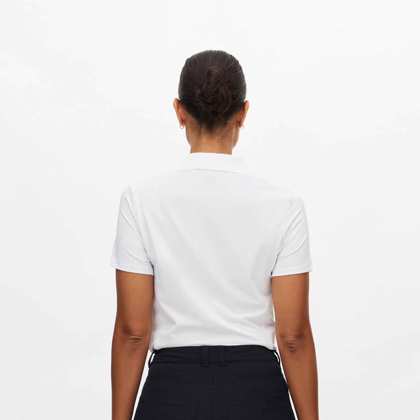 Rohnisch Women's Short Sleeve Polo with Textured Panels in White