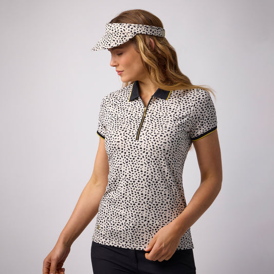 Glenmuir Ladies Short Sleeve Polo with Subtle Cheetah Print