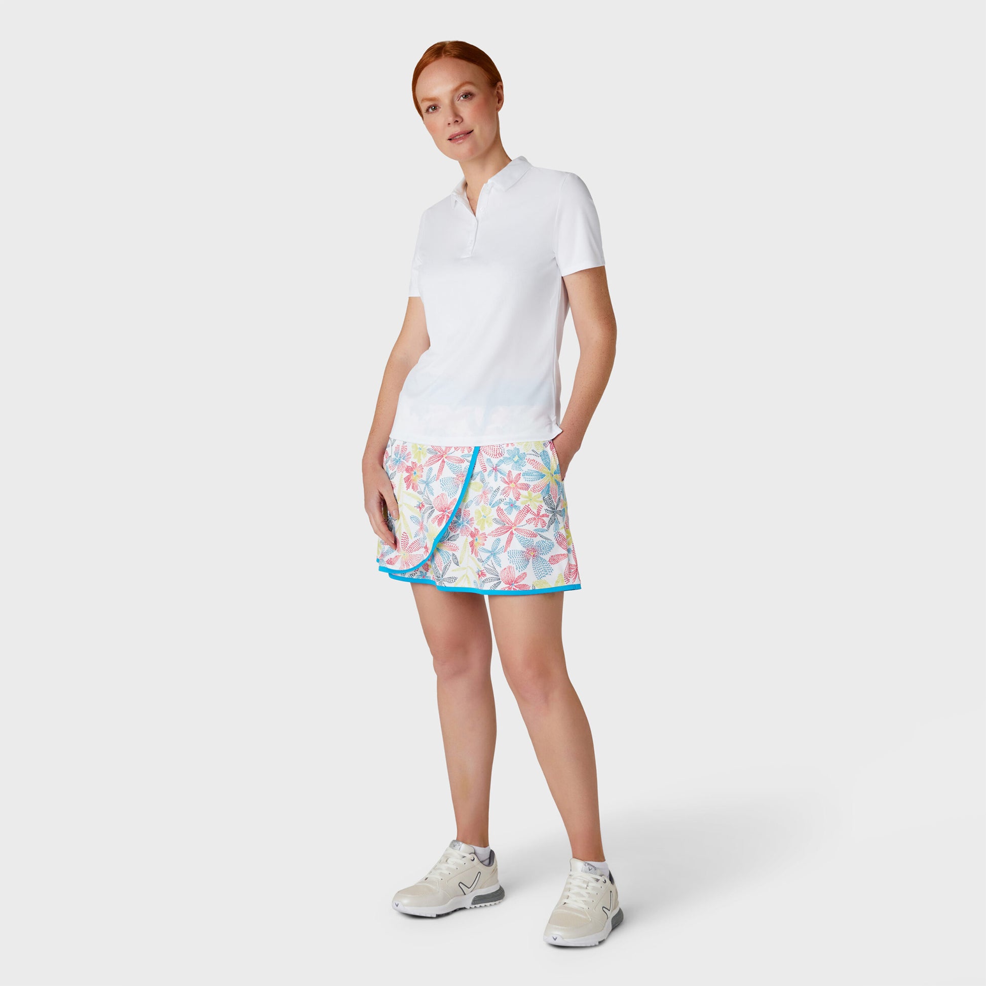 Callaway Ladies Bright White Short Sleeve Polo with UV Block Protection