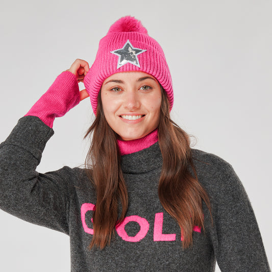 Swing Out Sister Ladies Fleece Lined Star Bobble Hat