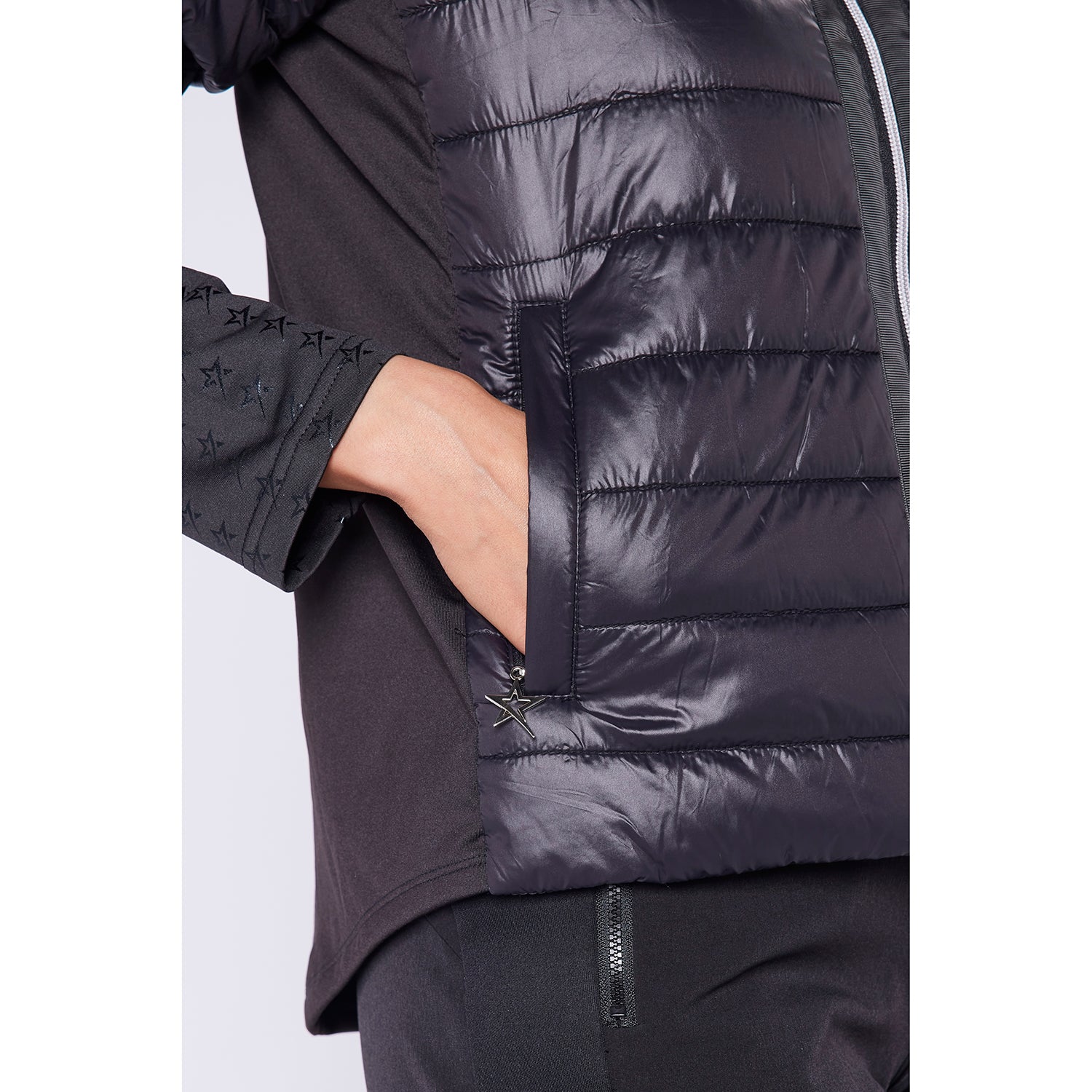 Swing Out Sister Ladies Black Half Sleeve Quilted Jacket