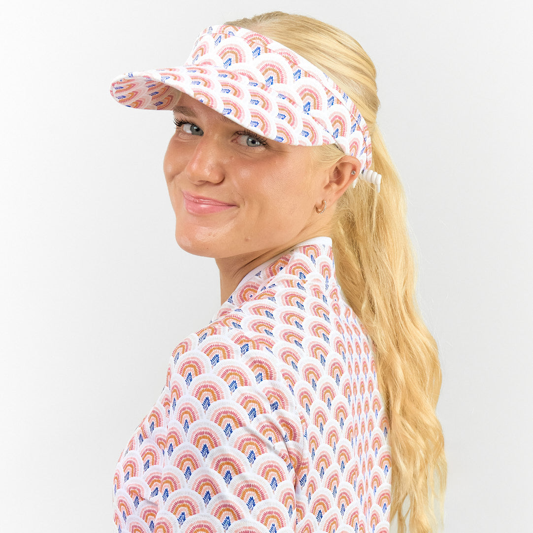 Pure Cable Adjusted Golf Visor in Rainbow Geo Print