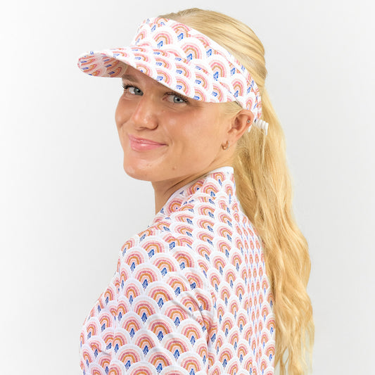 Pure Cable Adjusted Golf Visor in Rainbow Geo Print