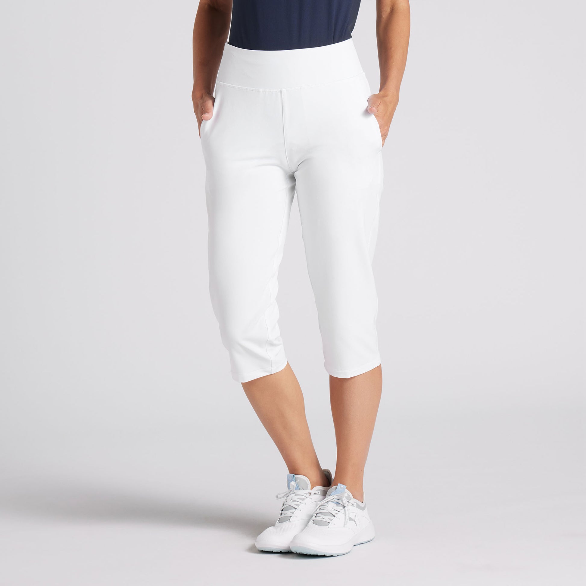 Puma Ladies Soft-Stretch High-Rise Capris in White Glow with UPF 40 –  GolfGarb