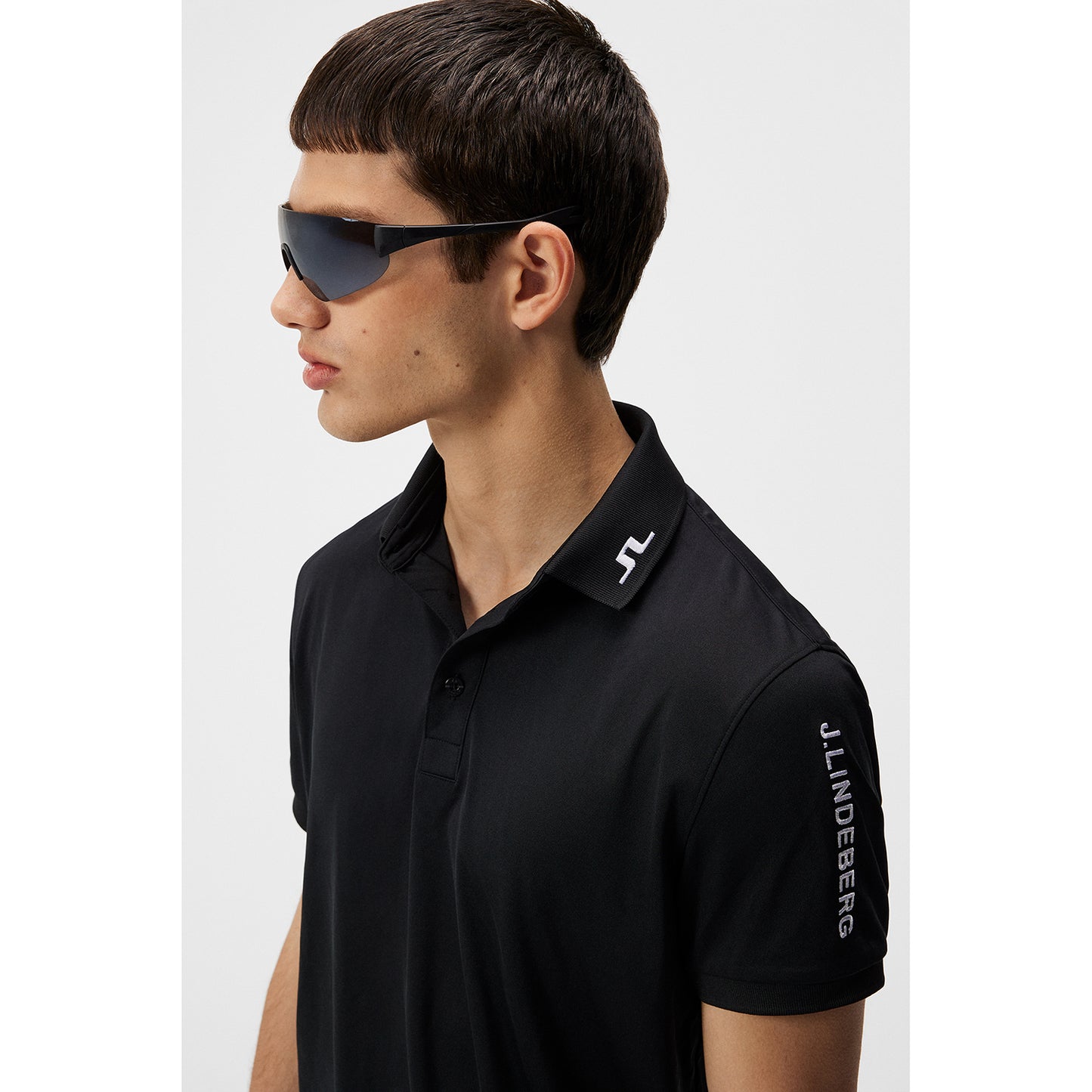 J.Lindeberg Mens Tour Tech Short Sleeve Polo in Black