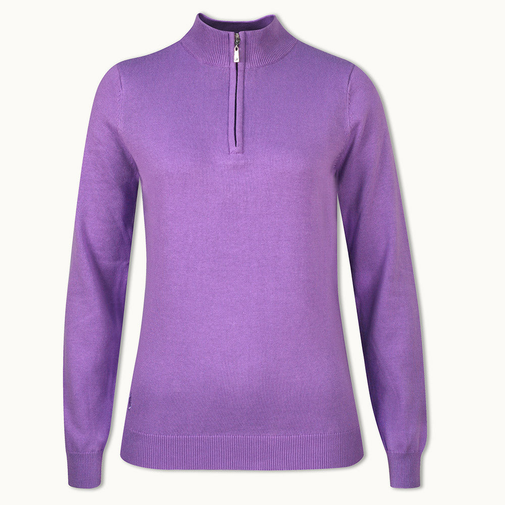 Glenmuir Ladies 100% Cotton Half-Zip Sweater in Amethyst – GolfGarb