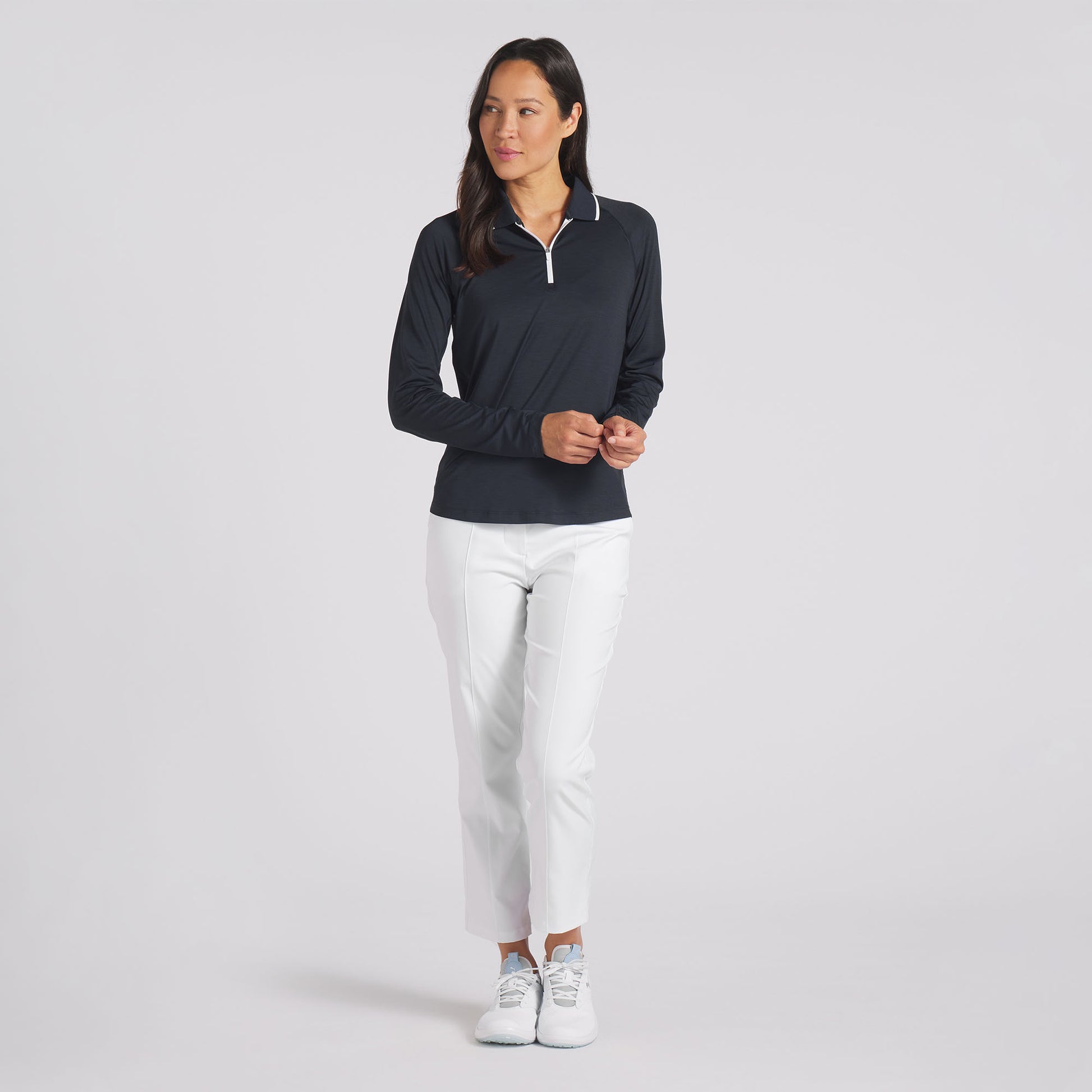 Puma Ladies Deep Navy You-V Long Sleeve Zip-Neck Top with UPF 50+