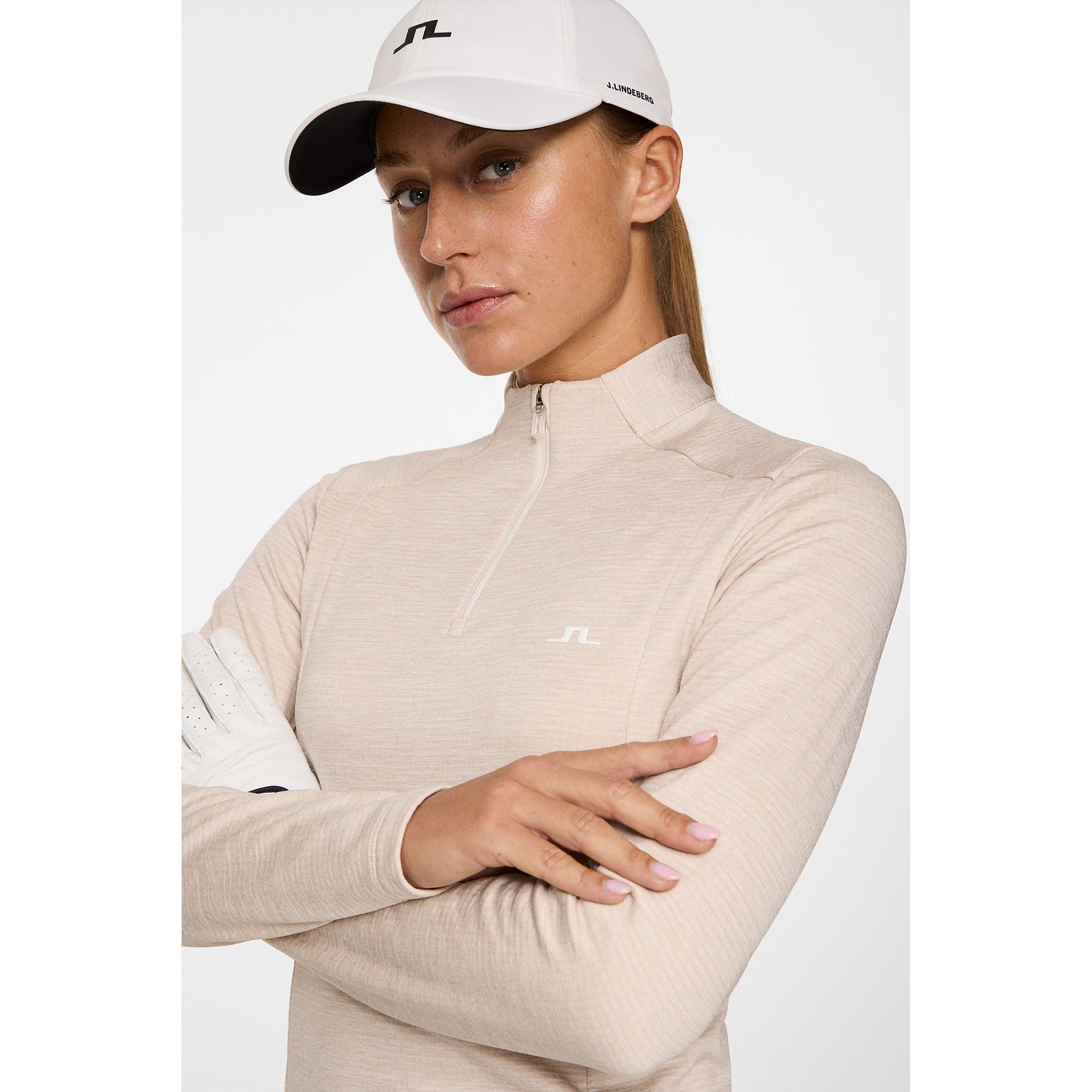 J.Lindeberg Ladies Heathered Zip-Neck Mid-Layer