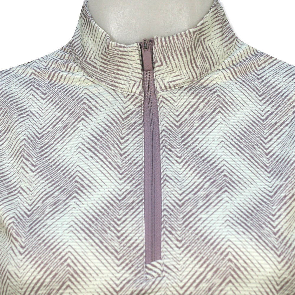 adidas Ladies Sleeveless Golf Polo with Abstract Zig-Zag Print in Crystal Jade
