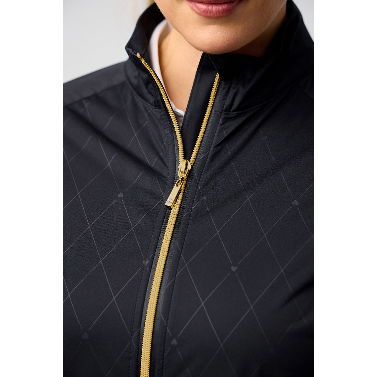 Glenmuir Ladies Lightweight Black Showerproof Jacket with Subtle Diamond Print