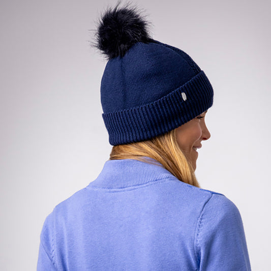 Glenmuir Ladies Thermal Lined Bobble Hat in Navy