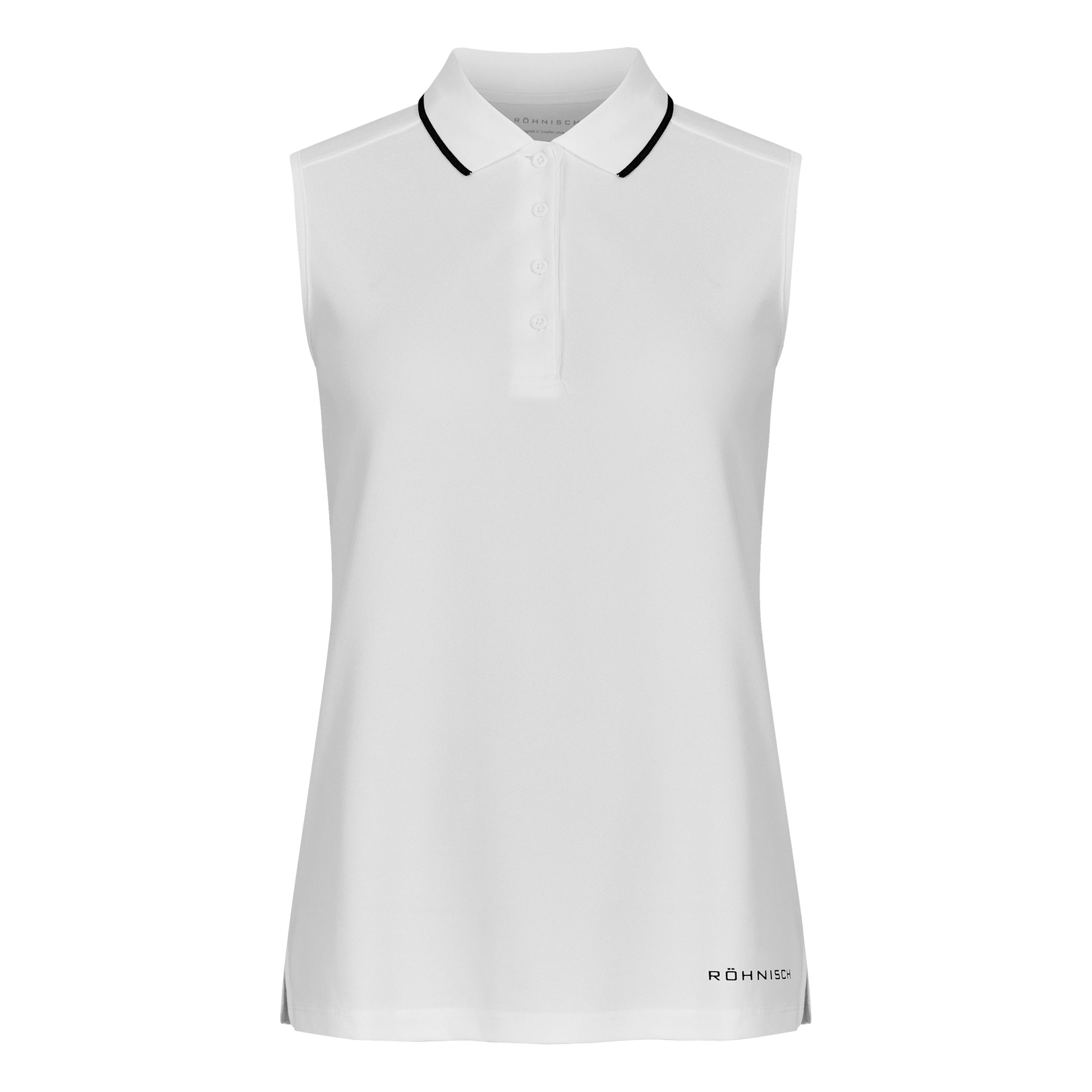 Rohnisch Ladies Classic Sleeveless Polo with Contrast Trim in White