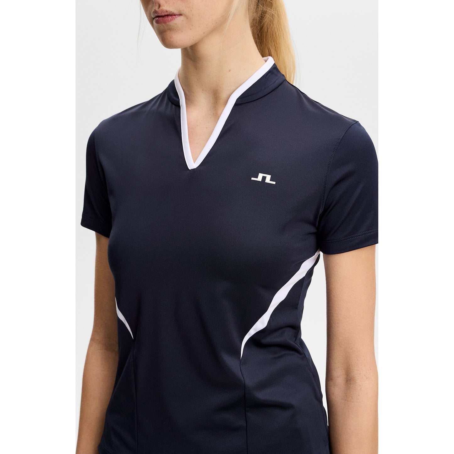 J.Lindeberg Ladies Navy Short Sleeve Top Polo - Soft, Stretch Fabric for Performance-Ready Comfort