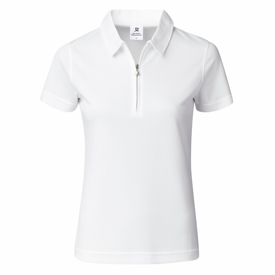 Daily Sports Honeycomb Structured Short Sleeve Polo Shirt in White