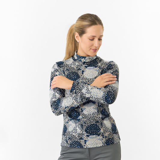 Pure Golf Ladies Brushed-Backed Roll Neck in Dot Print