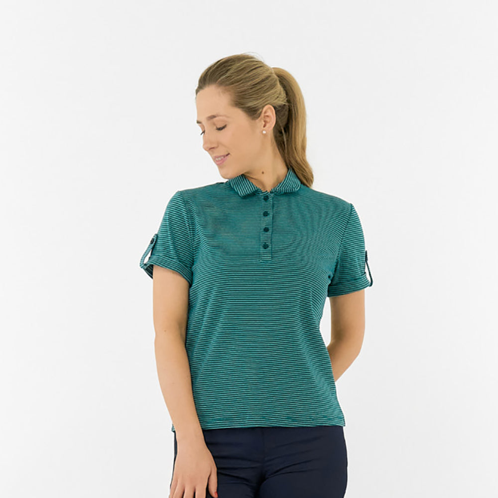 Pure Golf Ladies Stripy Short Sleeve Polo - Classic Style Meets Modern Performance