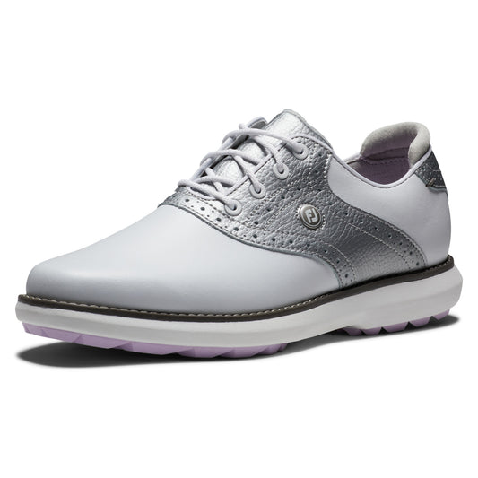 Footjoy Ladies FJ Traditions Shoes in White/Silver/Purple