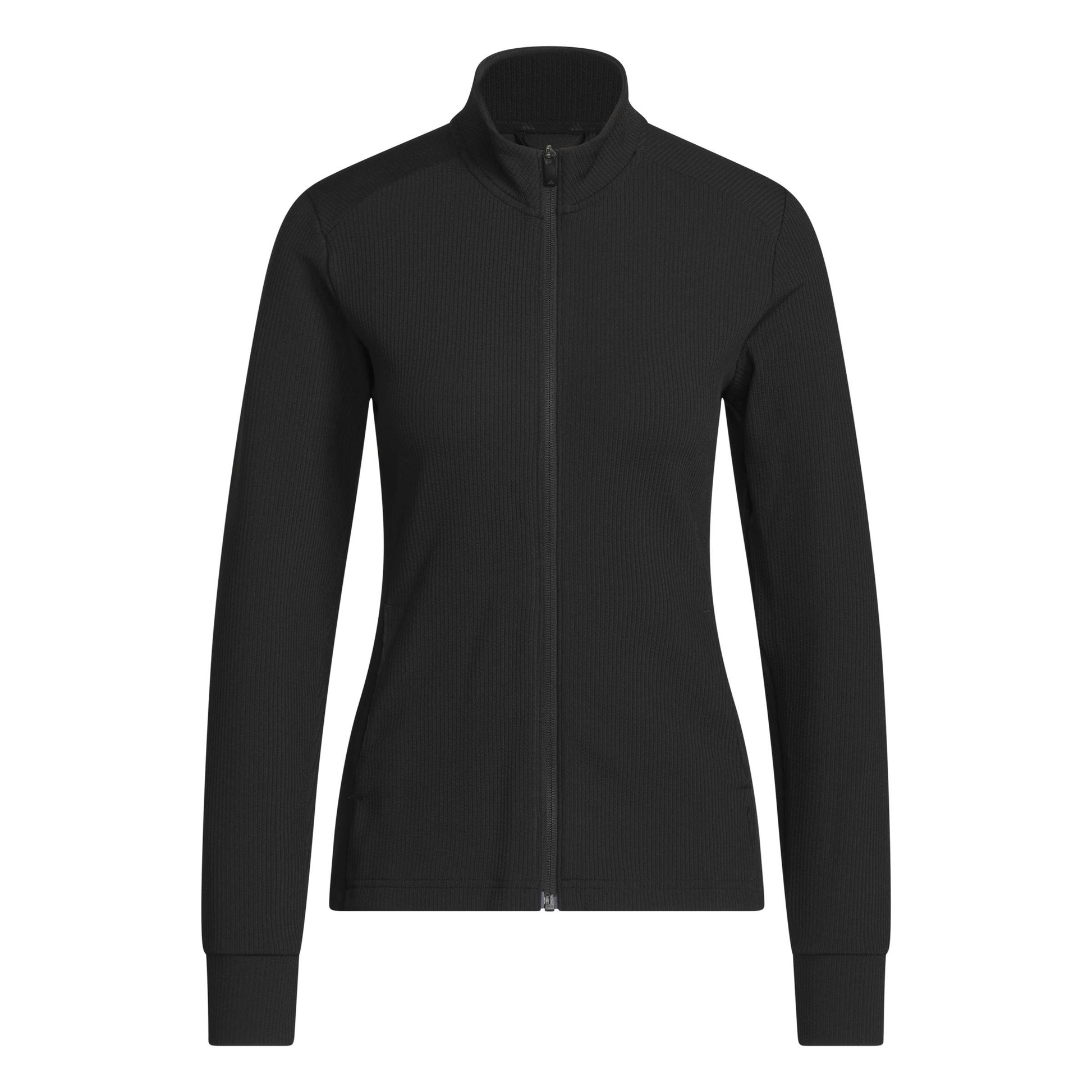 adidas Golf Ladies Full-Zip Textured Jacket - Lightweight Layering for Everyday Wear & On-Course Comfort in Black