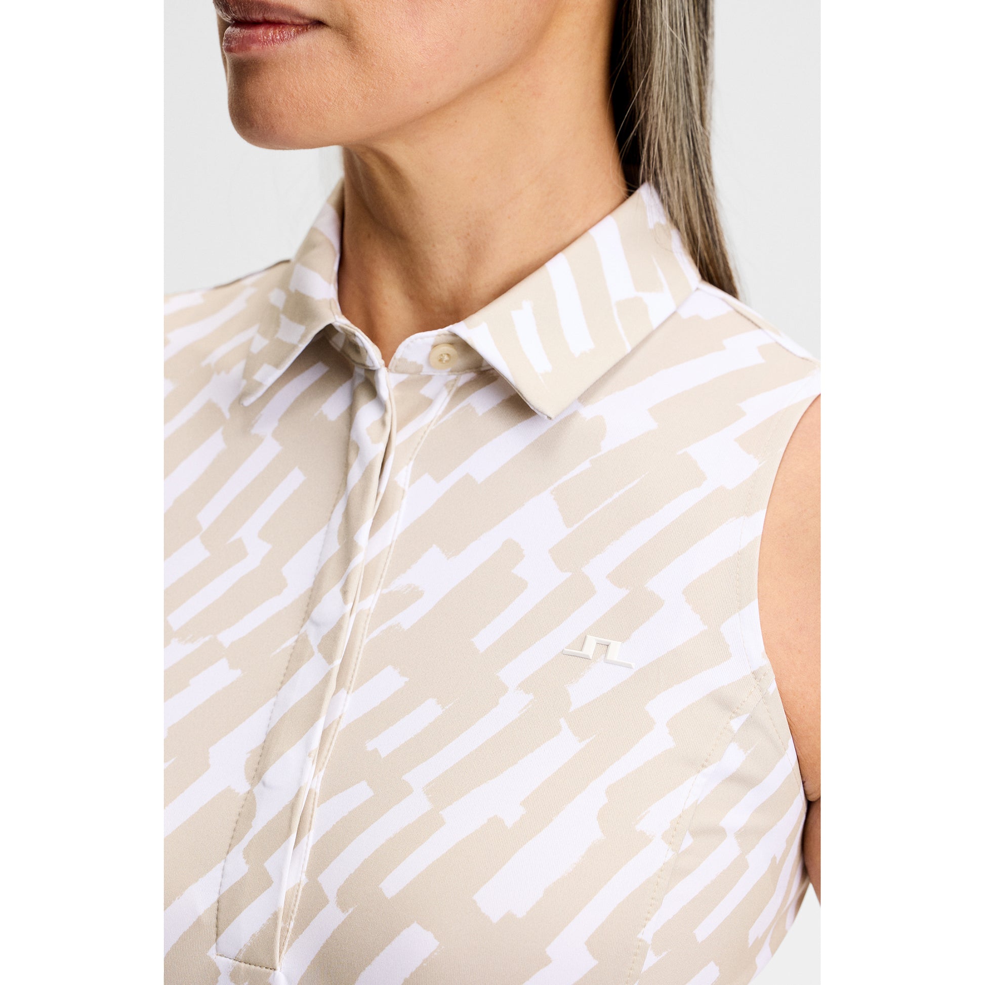 J.Lindeberg Ladies Printed Sleeveless Polo for Lightweight Performance with Standout Style