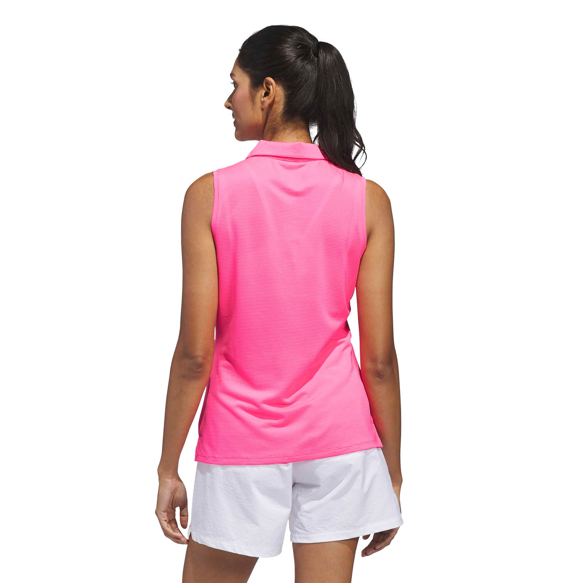 adidas Golf Ladies Vibrant Sleeveless Polo with a Fun Subtle Stripe to Brighten Up The Fairway