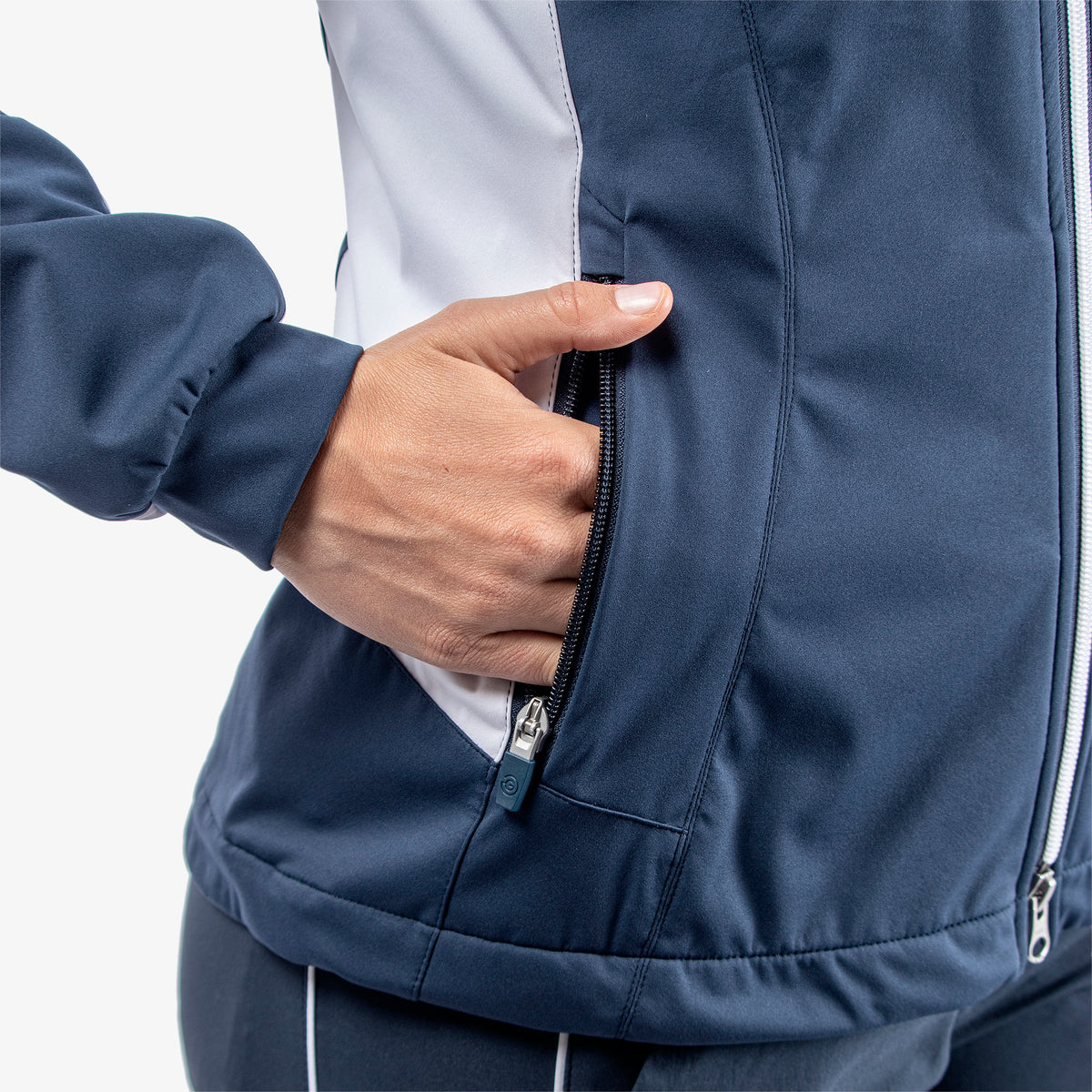 Galvin Green Women's Windproof Navy Jacket for INTERFACE-1™ Innovation with Tailored Elegance