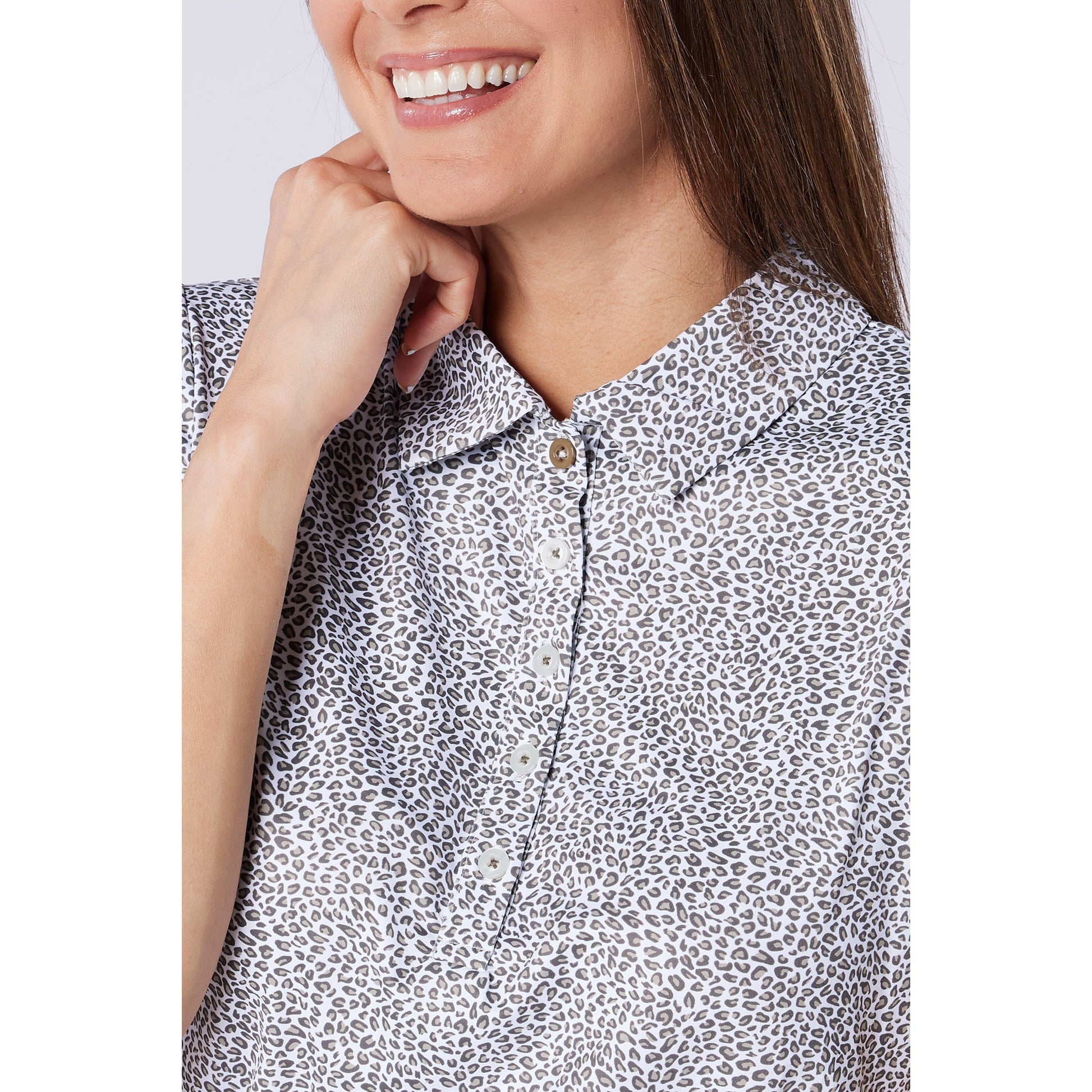 Swing Out Sister Ladies Leopard Print Cap Sleeve Polo