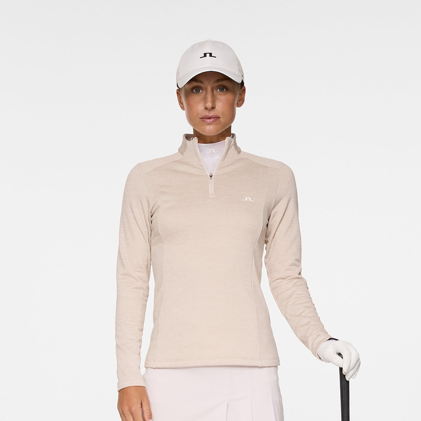 J.Lindeberg Ladies Heathered Zip-Neck Mid-Layer