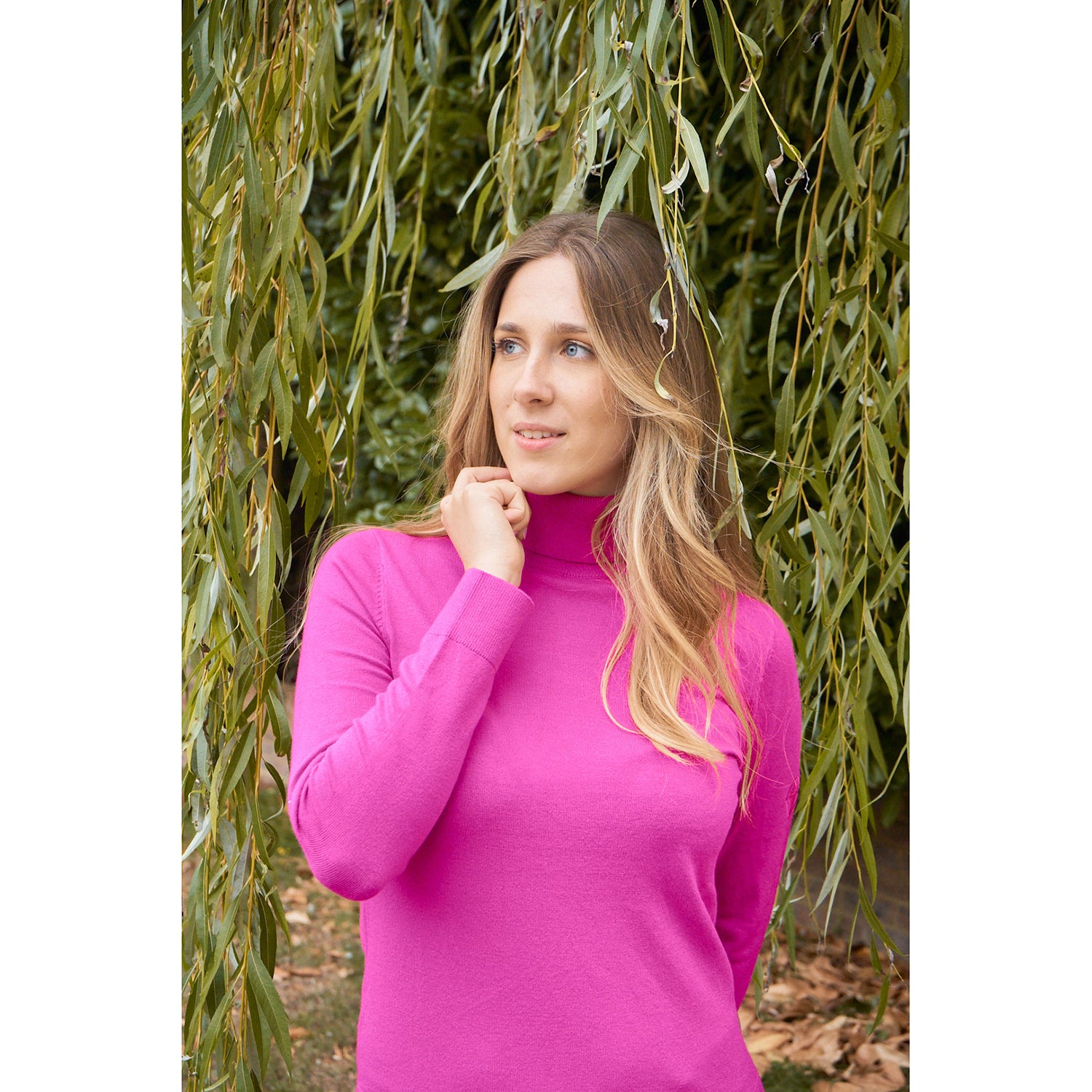 Pure Golf Ladies Classic Roll Neck in Pink Topaz