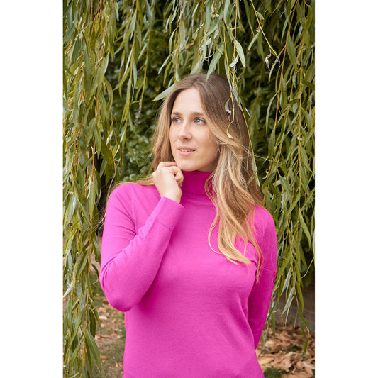 Pure Golf Ladies Classic Roll Neck in Pink Topaz