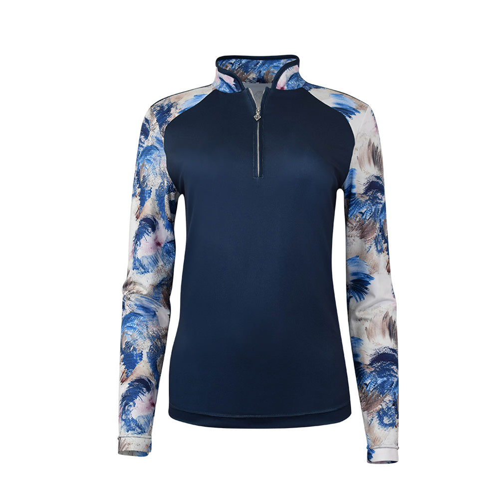 Pure Golf Ladies Hazel Long Sleeve Polo in Navy Stone Canvas