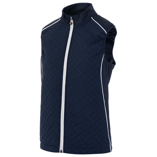 Island Green Ladies Padded Gilet with Piping in Navy/White